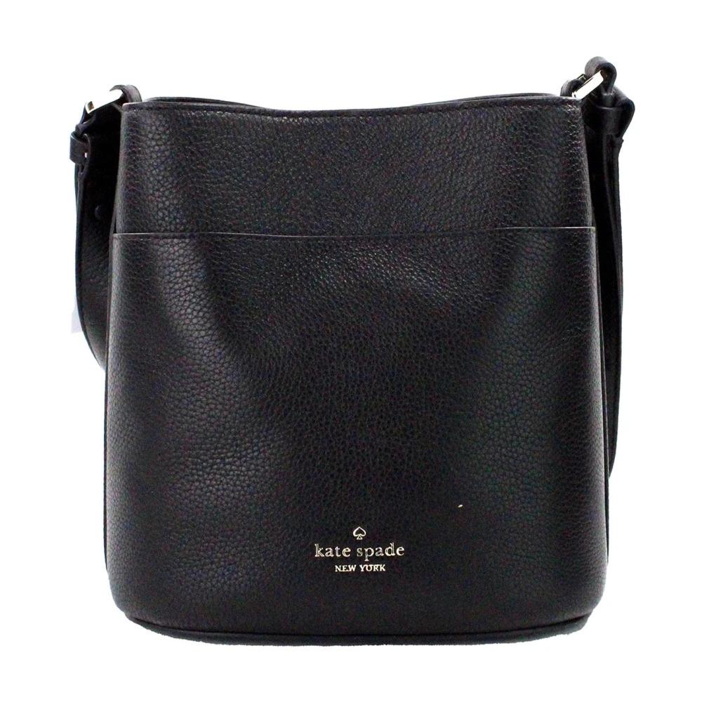 Black Leather Bucket Crossbody Bag