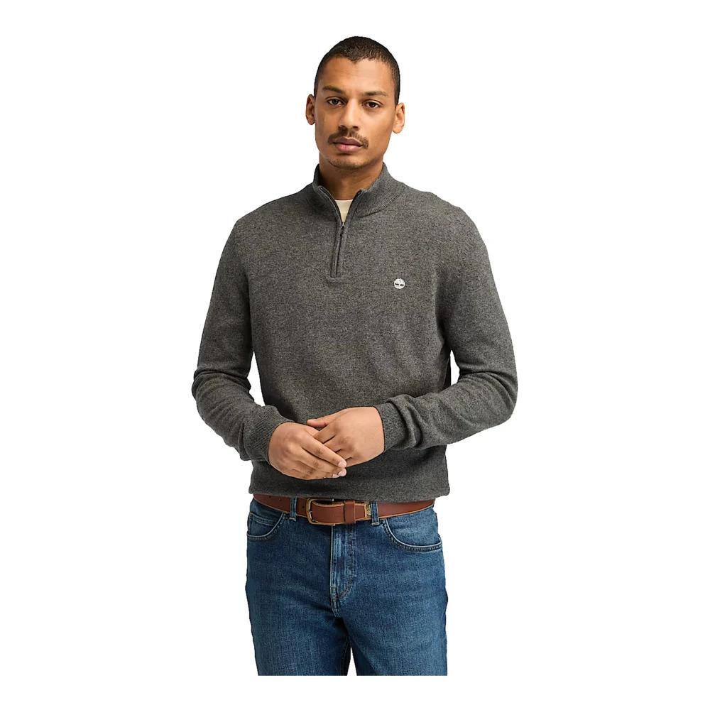 Gray Merino Wool Zip Sweater Cohas Brook