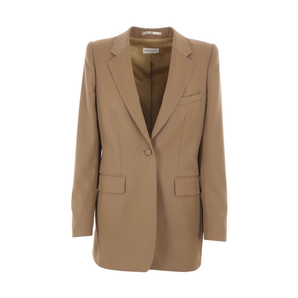 Brown Wool Gabardine Jacket Classic Style