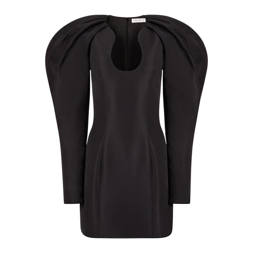 Black Long Cocoon Sleeve Mini Dress