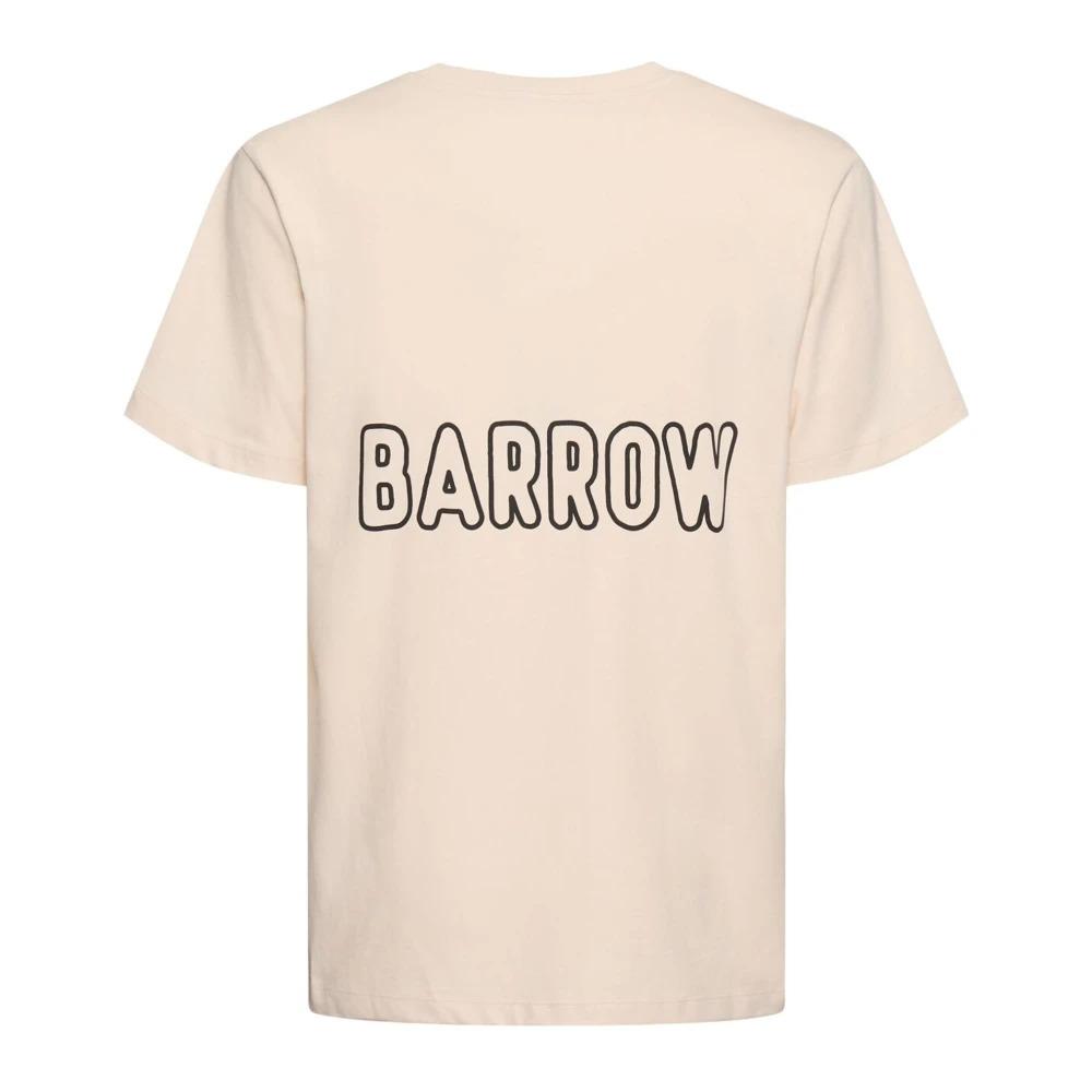 Beige Cotton T-shirt with Logo Print