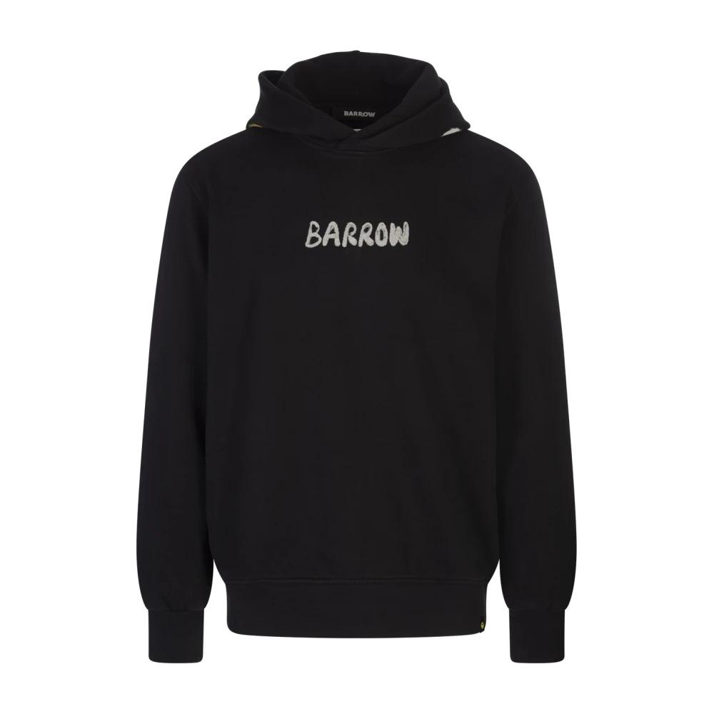 Black Oversized Hoodie with Logo Print