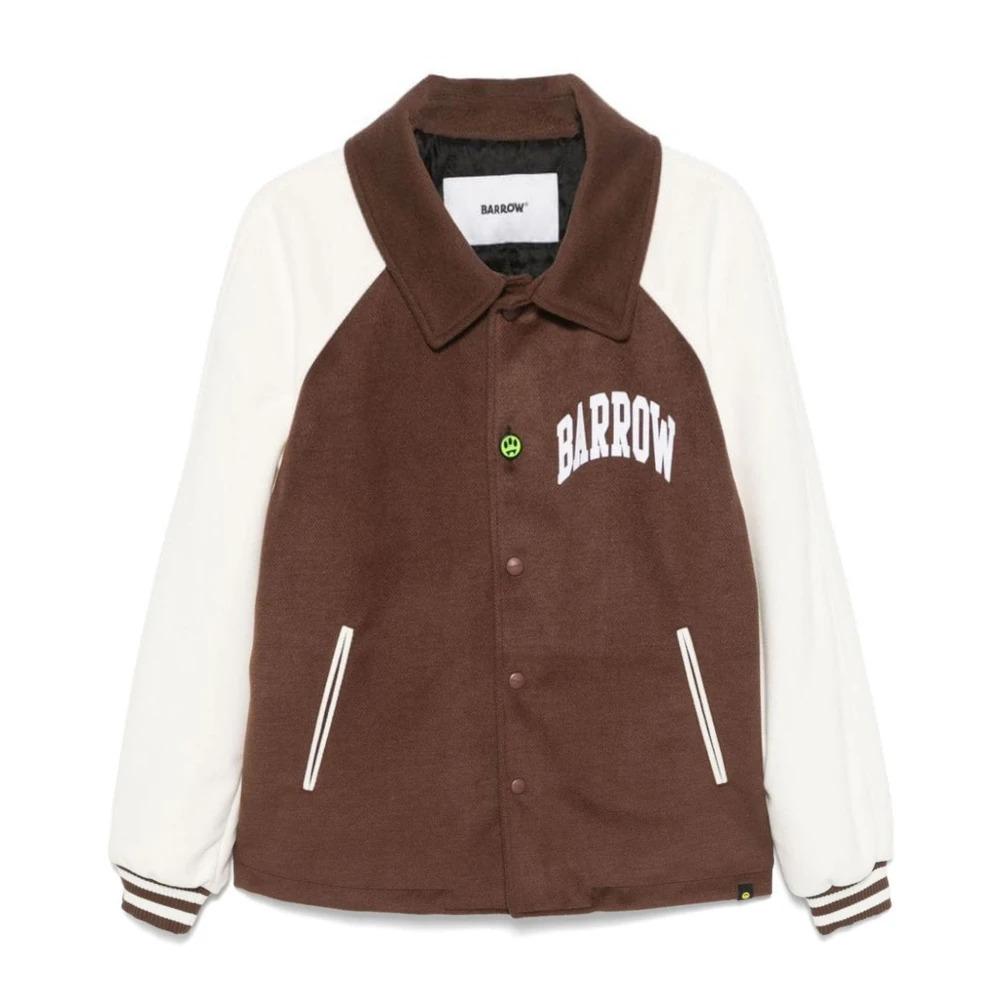 Brown Twill Varsity Jacket with Logo