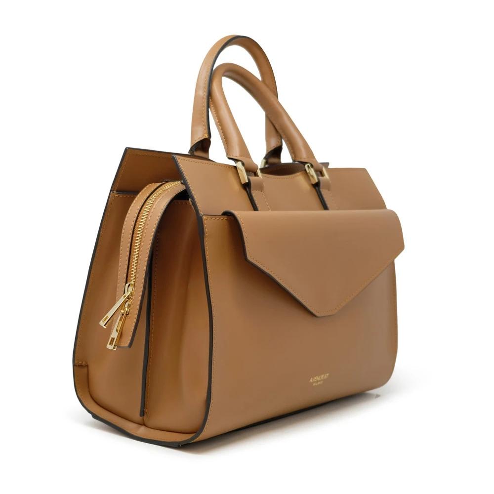 ZORA Camel Leather Shoulder Bag SS24