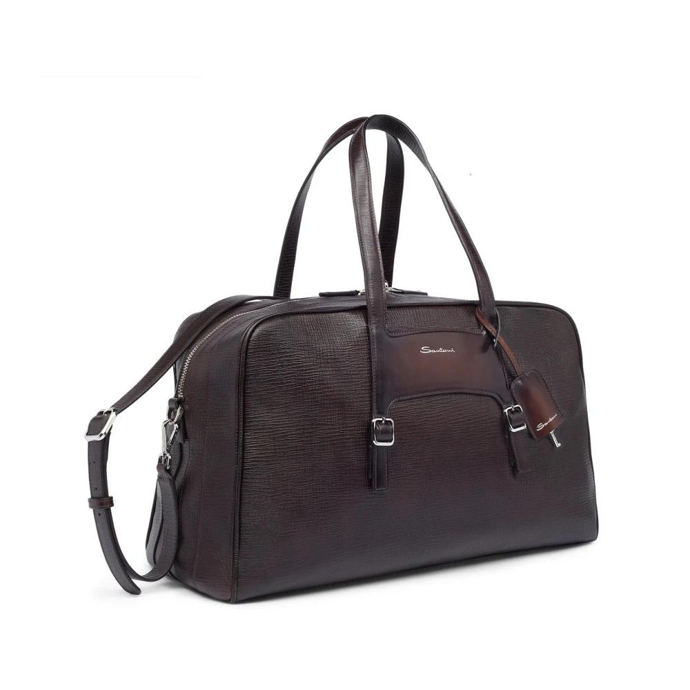 Elegant Embossed Leather Weekend Bag