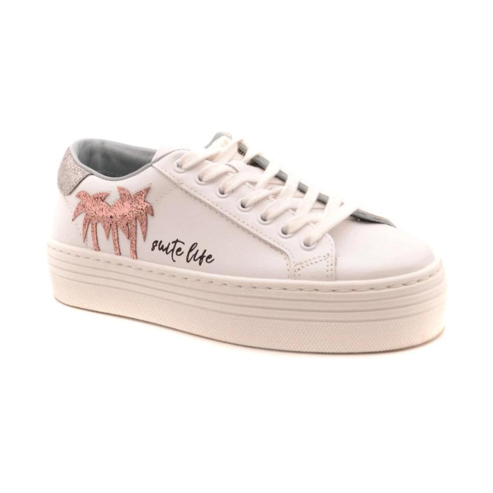 White Lace-Up Women's Sneakers