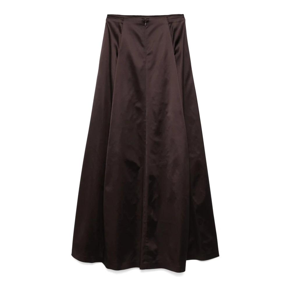 Brown Satin Maxi Skirt