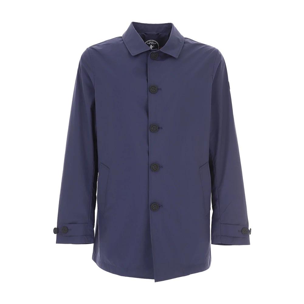 Blue Single-Breasted Coat for Women