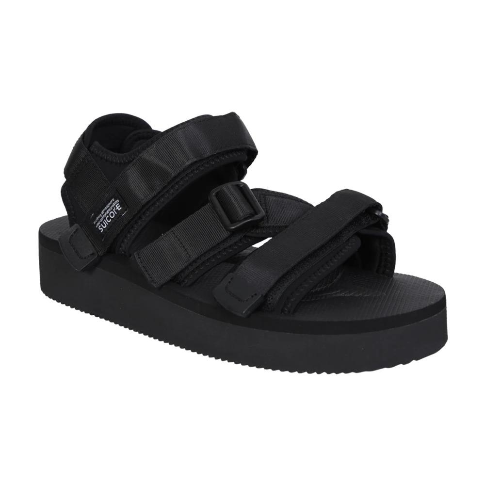 Black Sandals with Almond Toe and Crossover Strap Detail