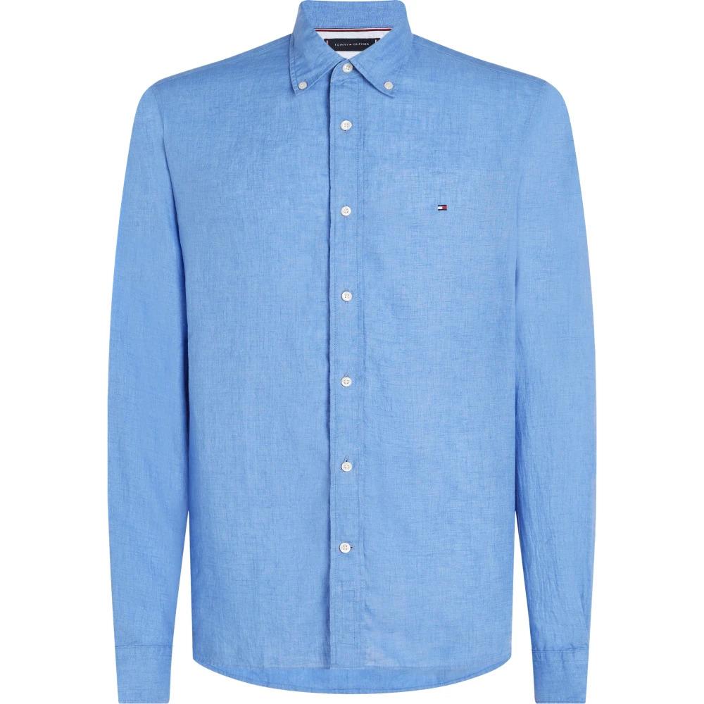 Clear Blue Linen Button Down Shirt