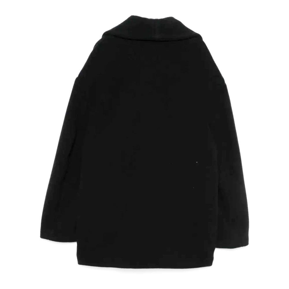 Black Wool Blend Shawl Coat