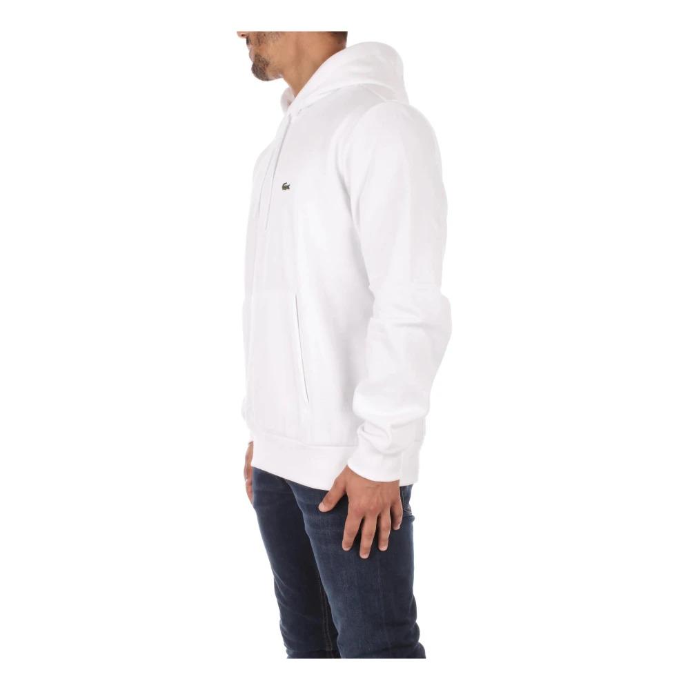 White Men`s Hoodie, Iconic Logo, Front Pocket