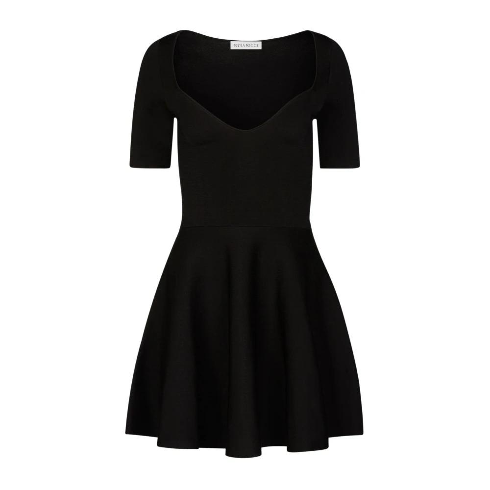 Black Heart Neckline Flared Dress