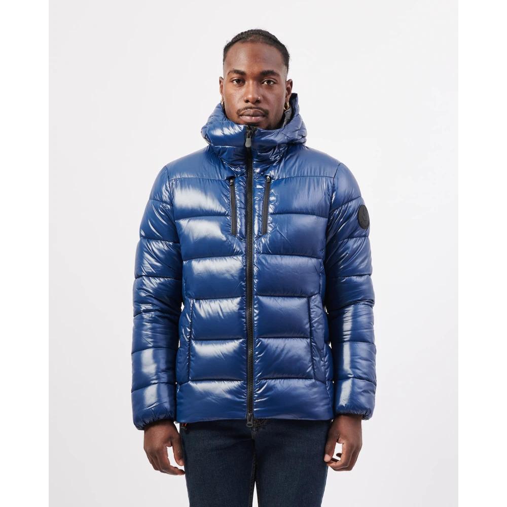 Blue Quilted High Neck Jacket