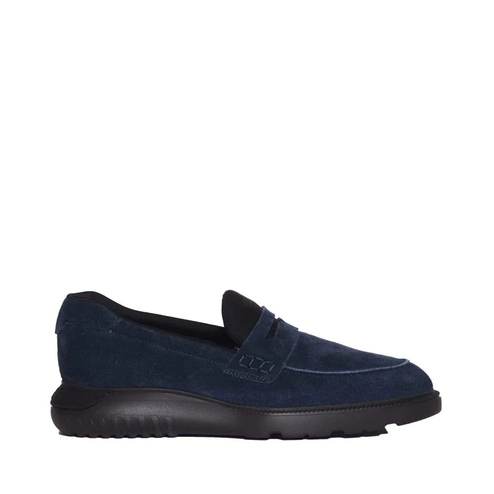 Blue Suede Rubber Sole Moccasin