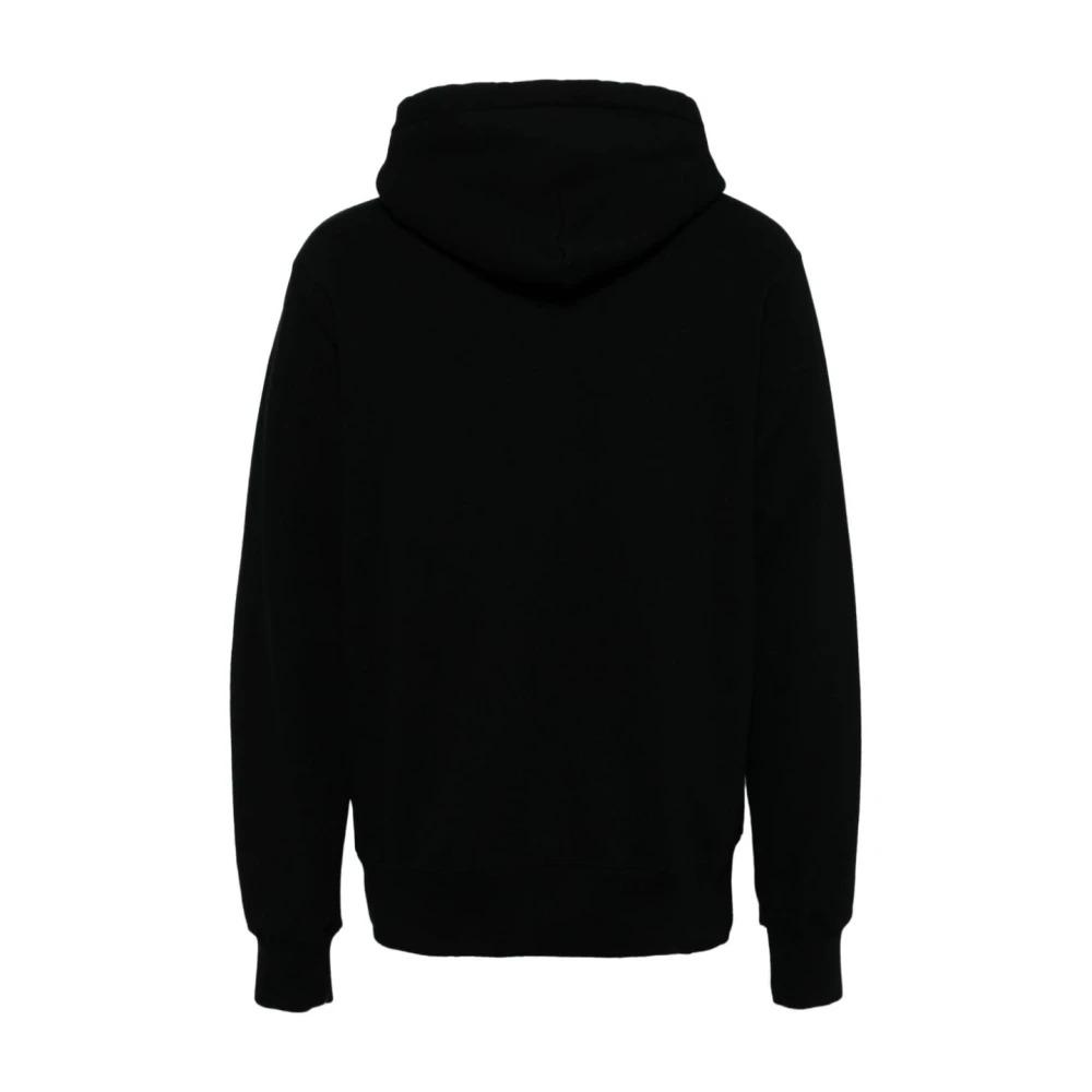 Black Oversize Hoodie with Front Embroidery