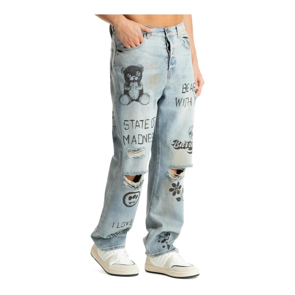 Abstract Multicolor Jeans with Logo