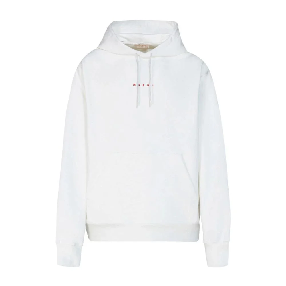 White Cotton Logo Print Sweater