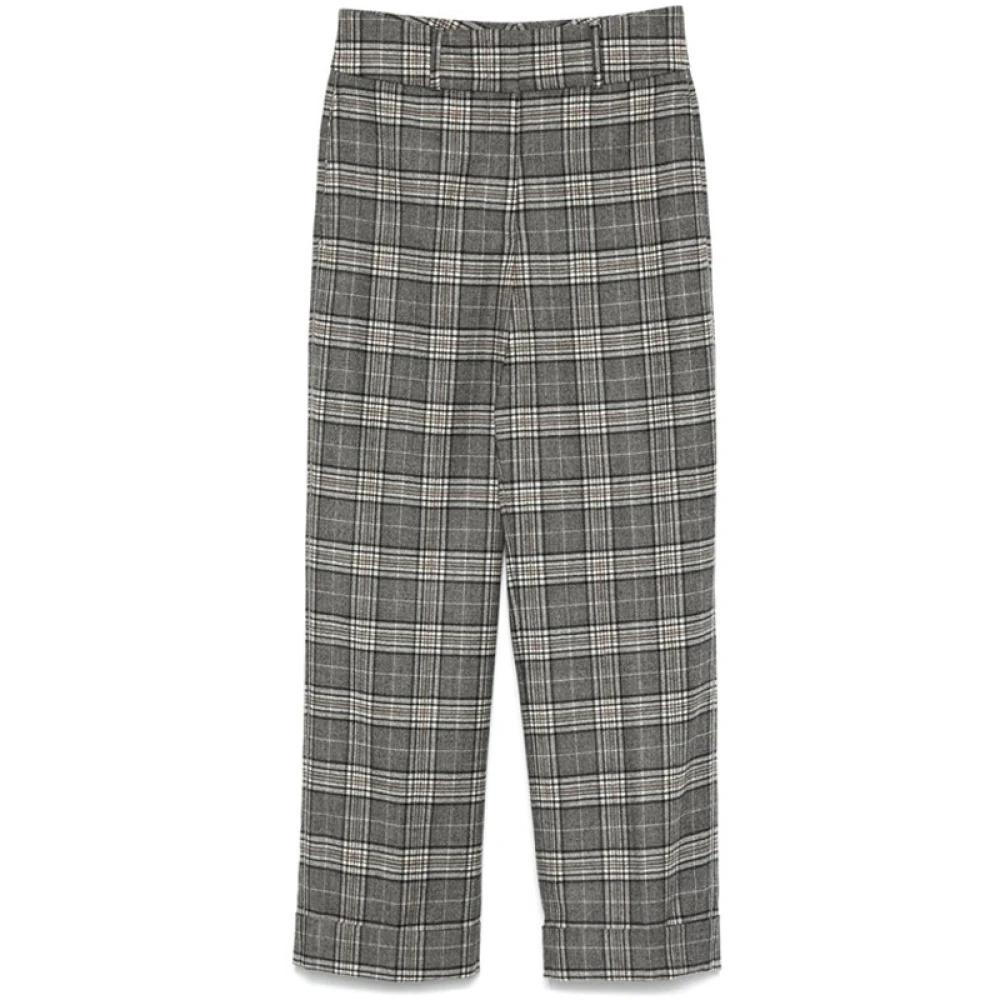 Plaid Wool Blend Tailored Trousers