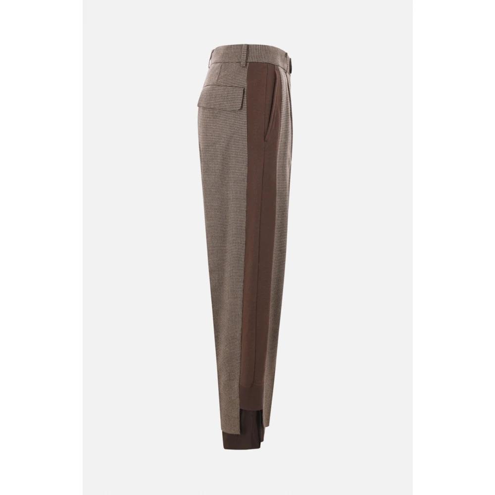 Brown Wool Houndstooth Trousers