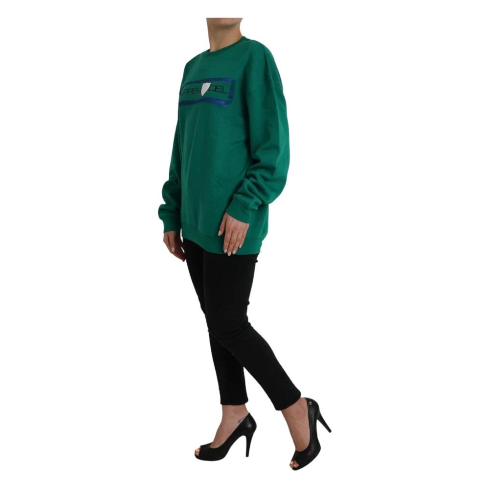 Green Cotton Logo Sweater