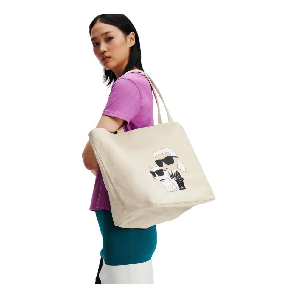 Beige Textile Shopping Bag