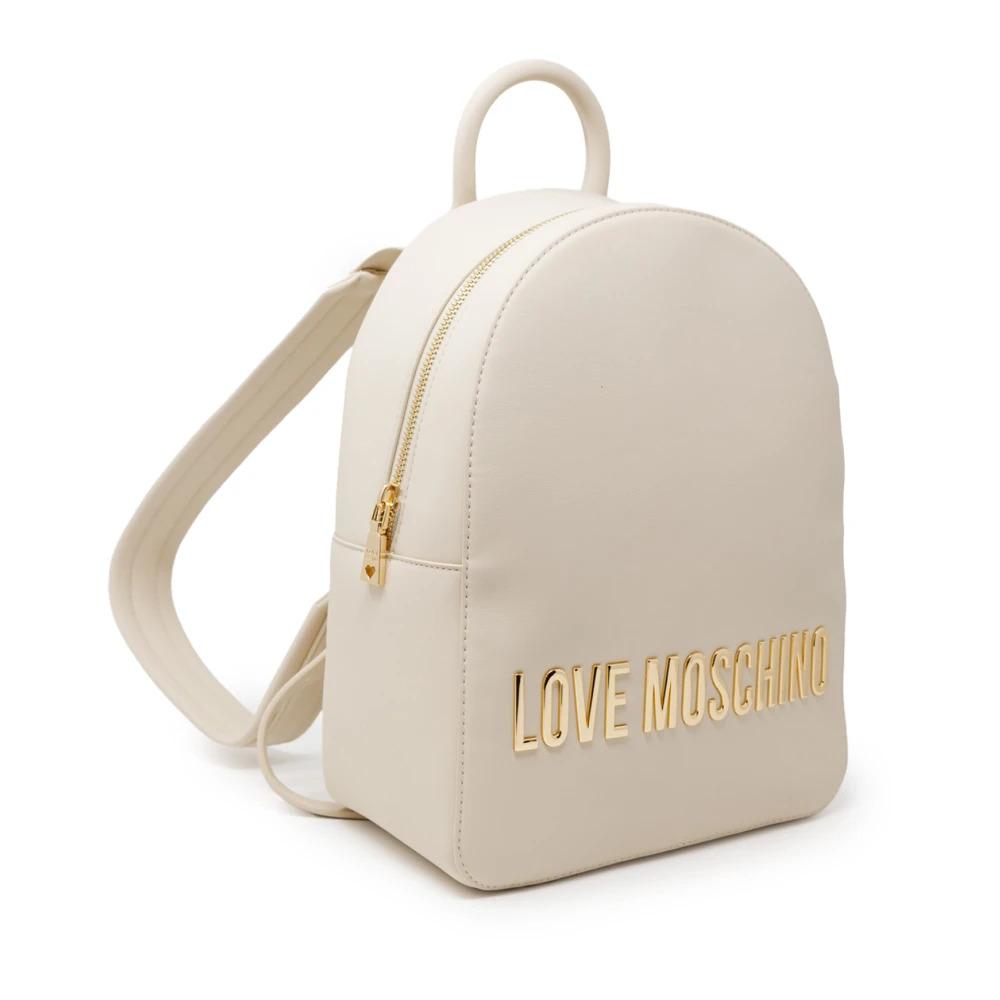 Beige Faux Leather Rucksack with Zip