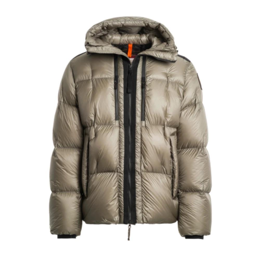 Short Hooded Down Jacket in Khaki