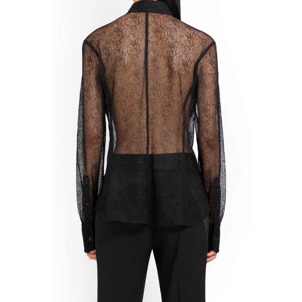 Black Lace Darted Shirt