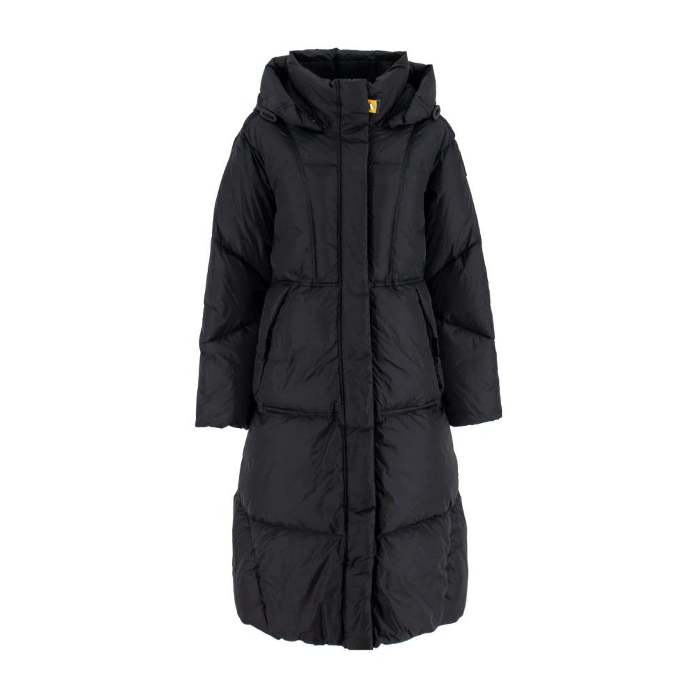 Long Down Jacket with Detachable Hood