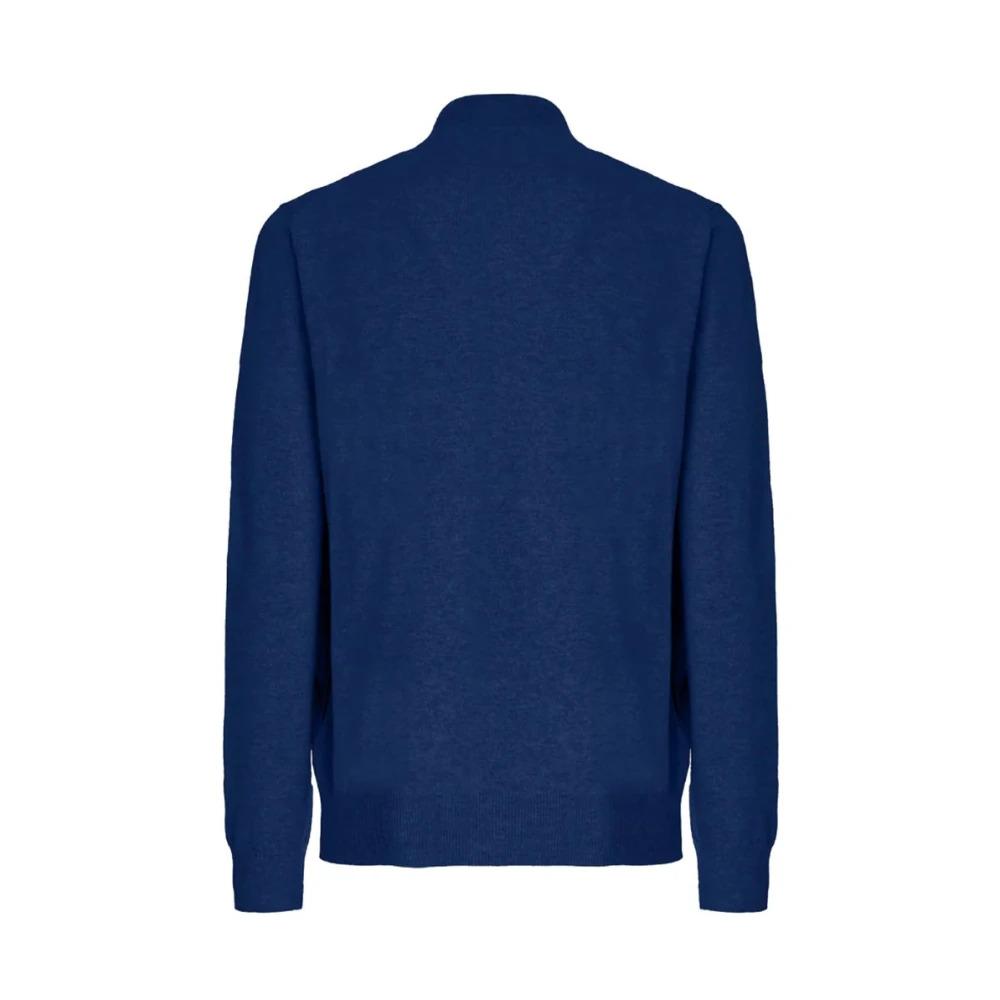 Blue Wool Sweater Zipper Front