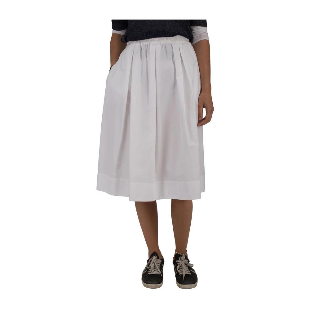 White Linen A-Line Midi Skirt