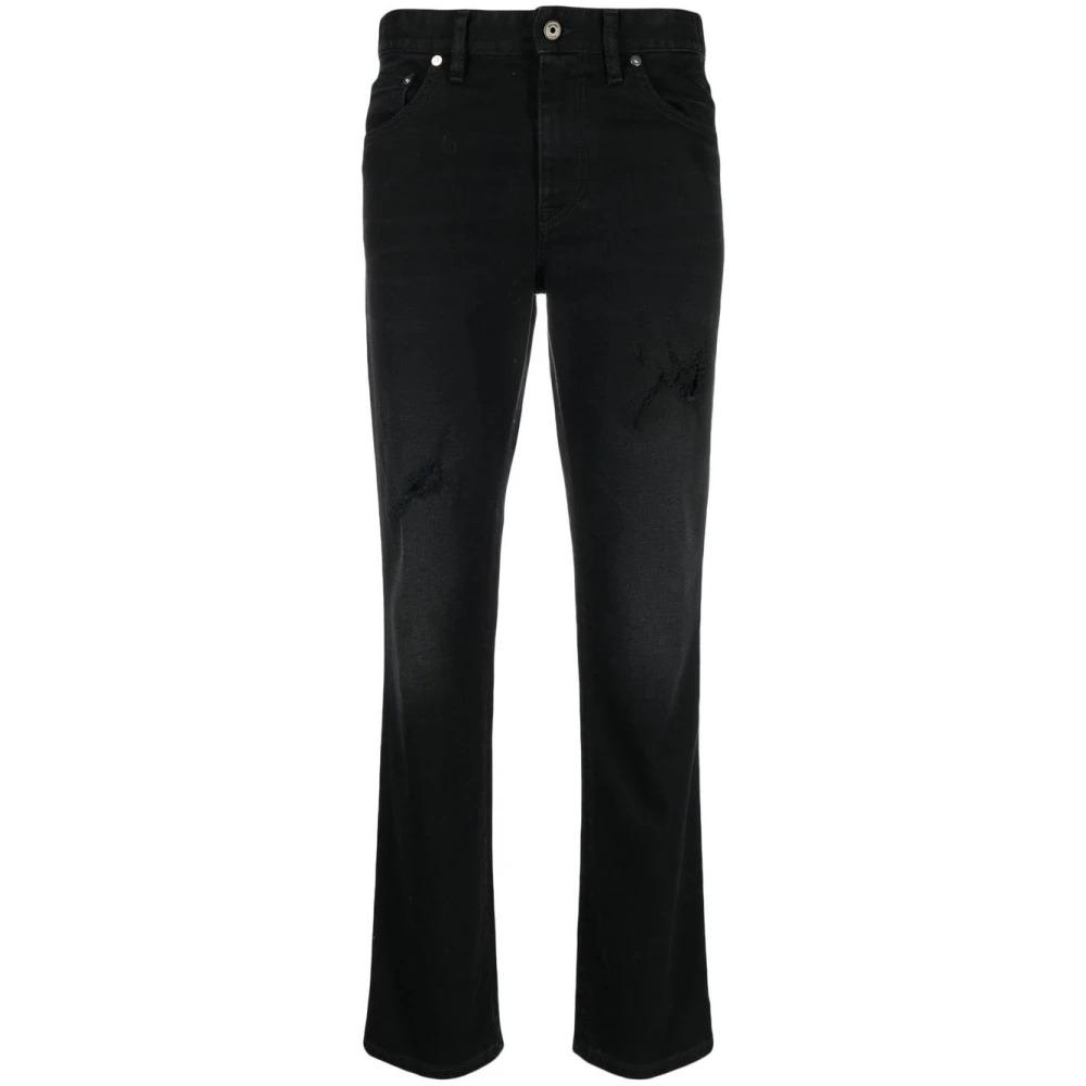 Black High-Rise Straight-Leg Jeans