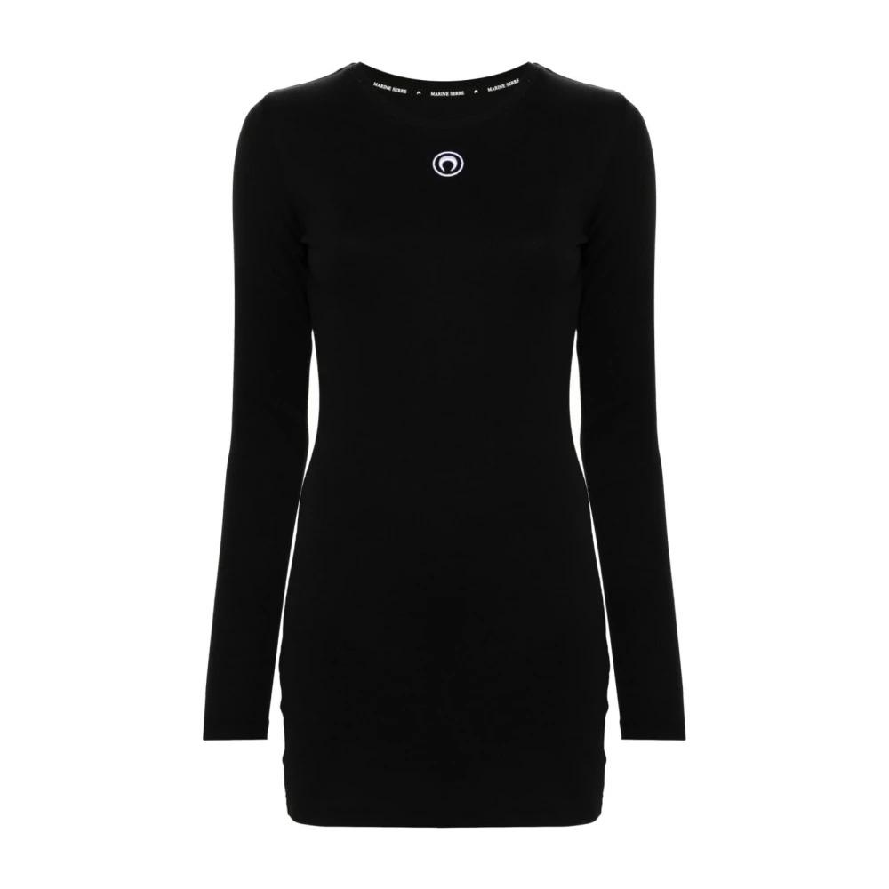 Black Crescent Moon Embroidered Dress