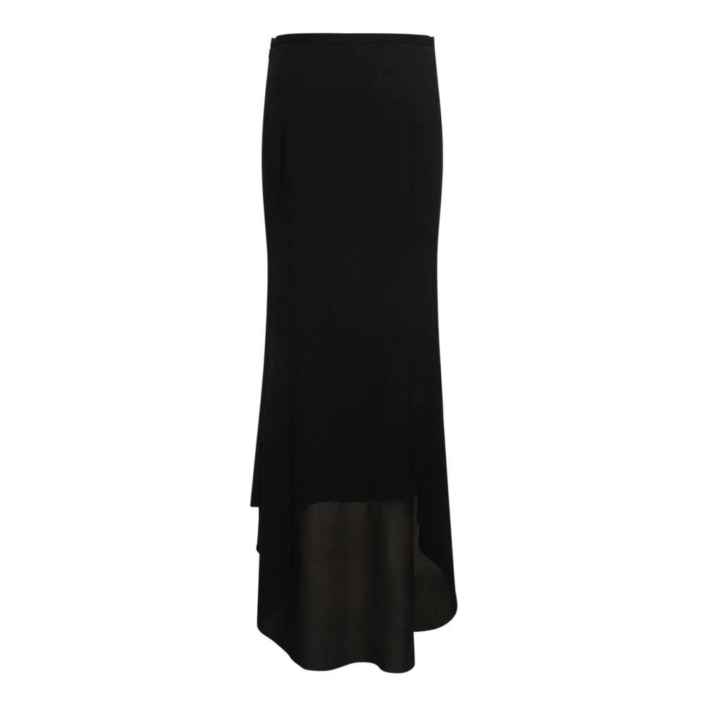 Black Maxi Skirt with Asymmetrical Hem