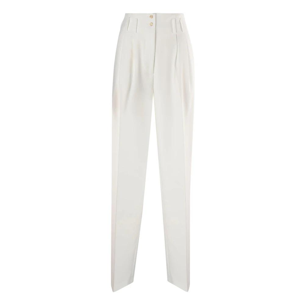 White Crêpe Trousers with Pleated Details