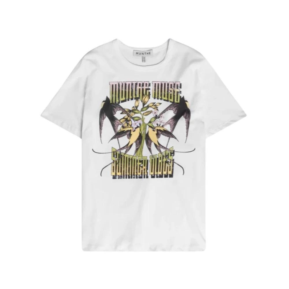 White Cotton Graphic Print T-Shirt