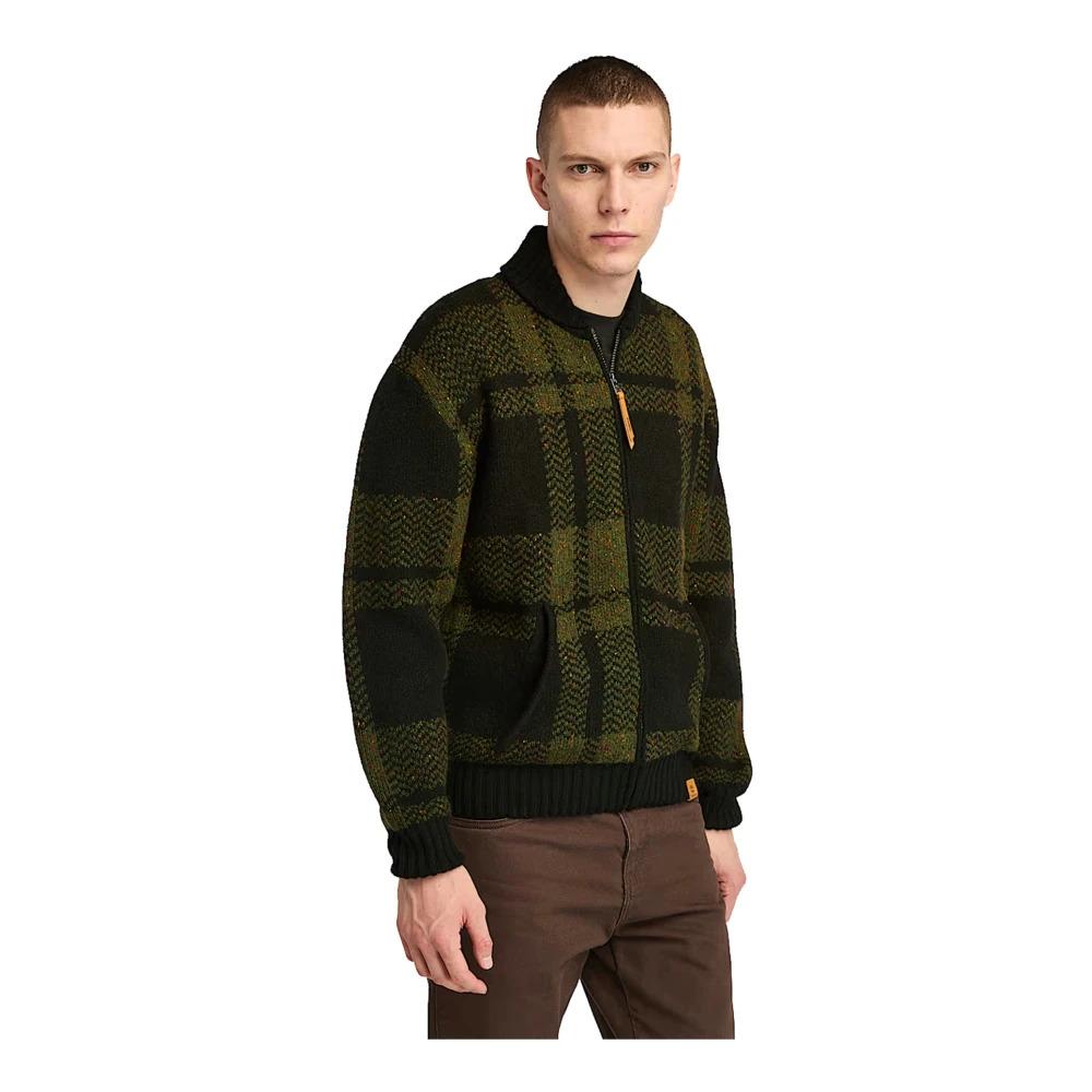 Men's Checkered Zip Cardigan