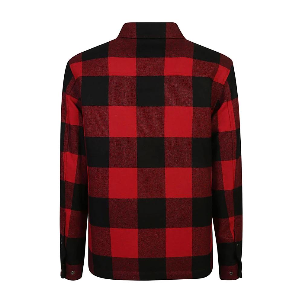 Red Checkered Wool Blend Jacket