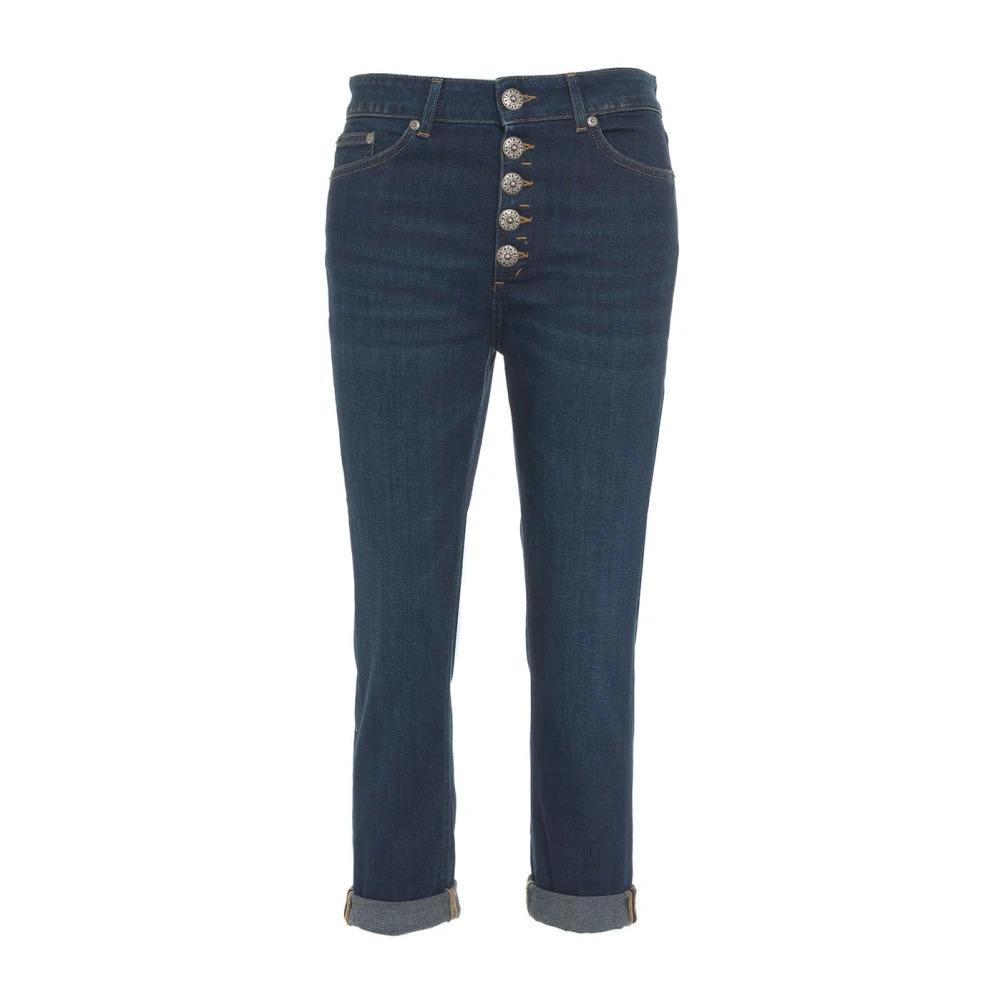 Rolled-up Cropped Jeans with Logo Tag