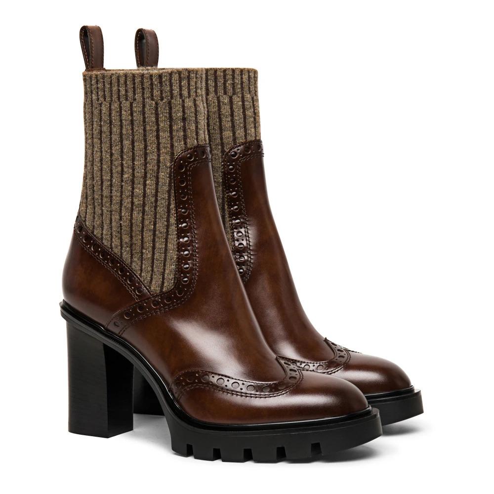 Classic Leather Brogue Sock Boot