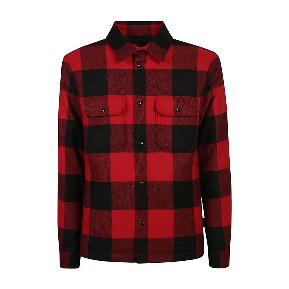 Red Checkered Wool Blend Jacket