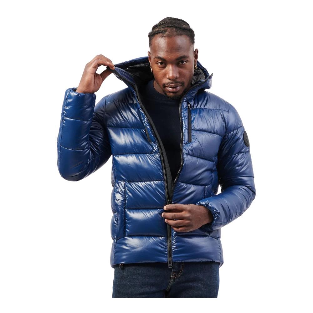 Blue Quilted High Neck Jacket