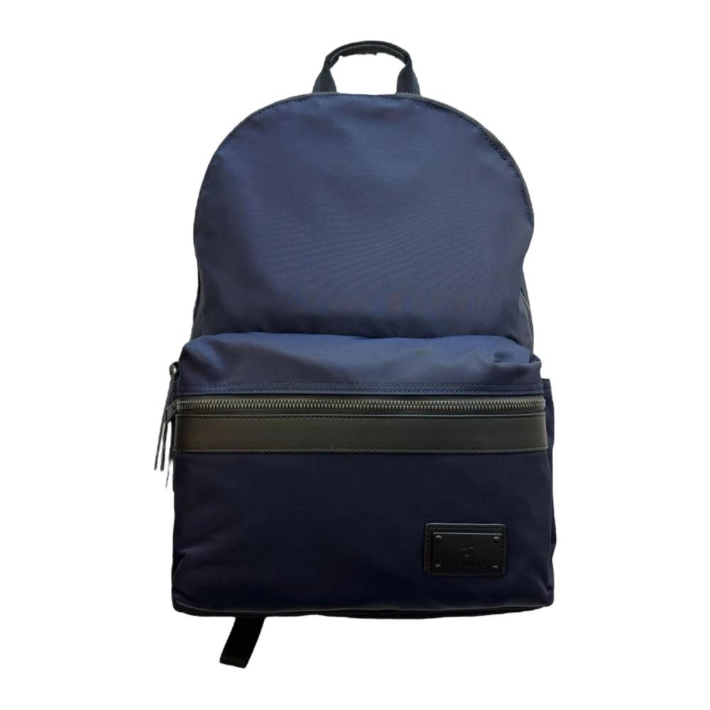 Nylon Blue Backpack with Multiple Pockets