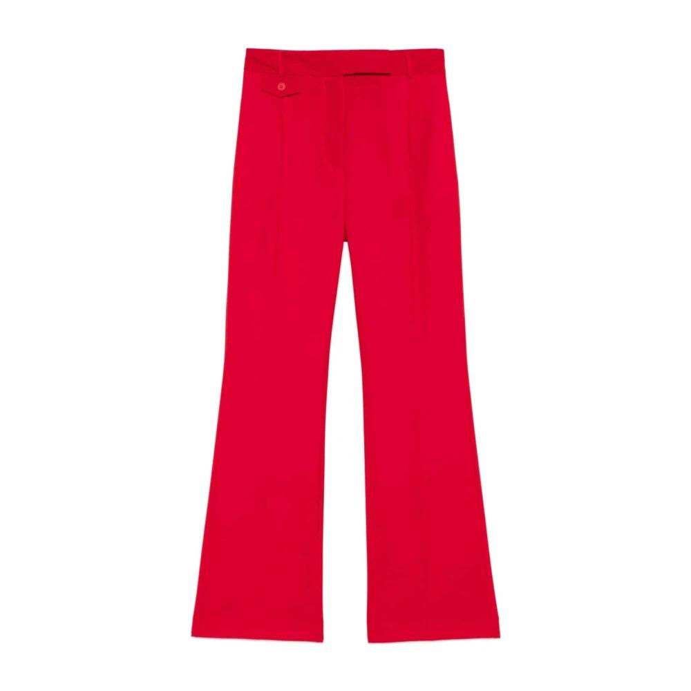 Red Tailored Trousers with Pleat Detailing