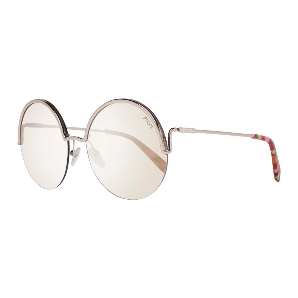 Rose Gold Women Sunglasses Round Mirrored