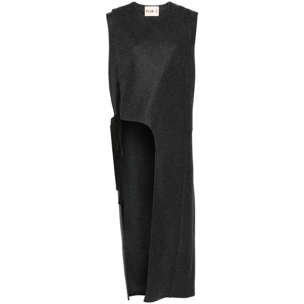 Long Mens Melange Black Vest