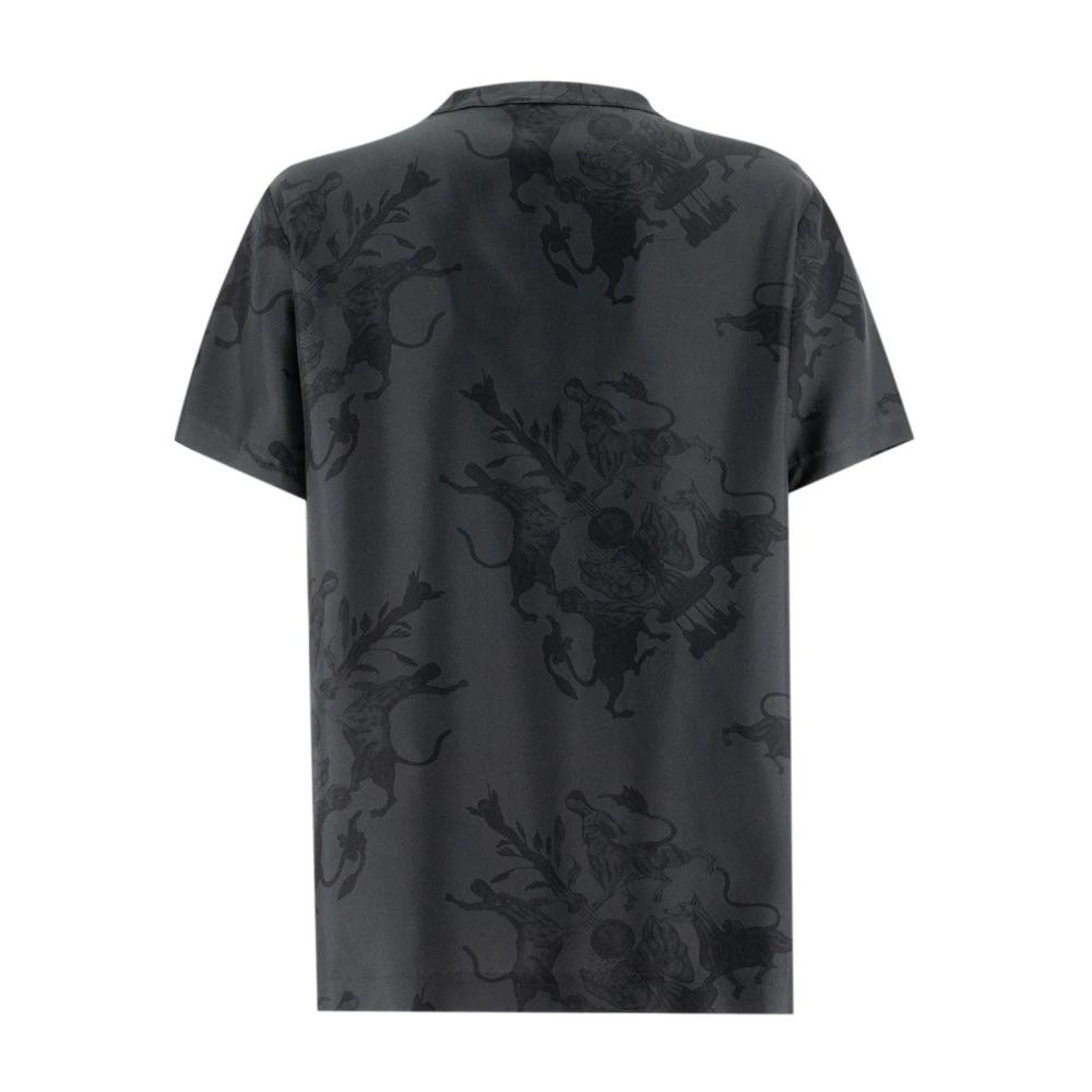 Silk Twill Crew-Neck T-shirt with Fabula Vitae Print