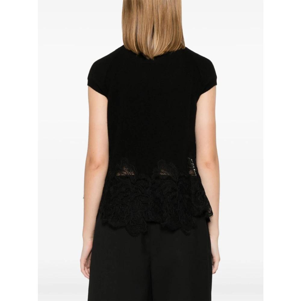 Black Lace Trim T-shirt