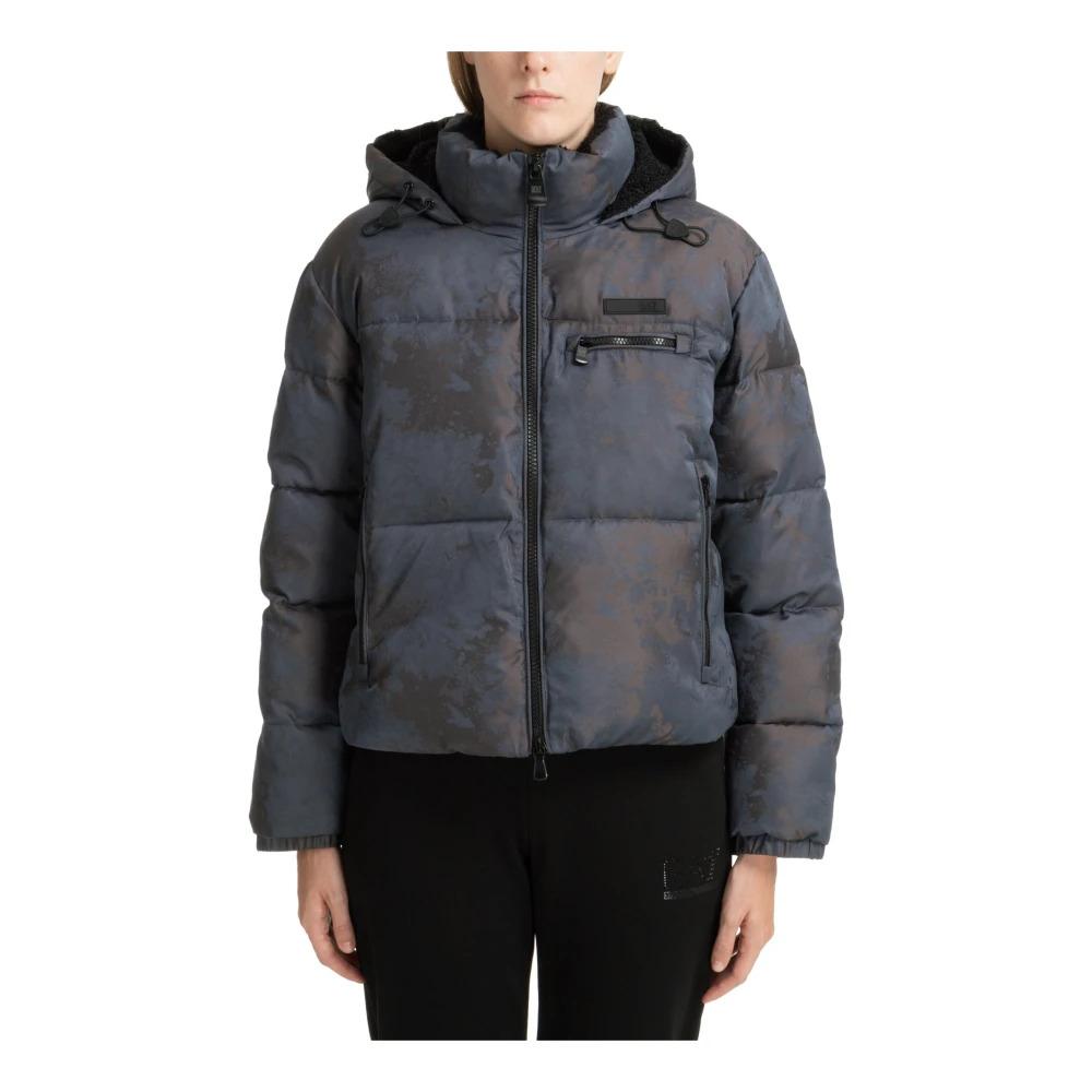 Camouflage Down Jacket with Zip Closure